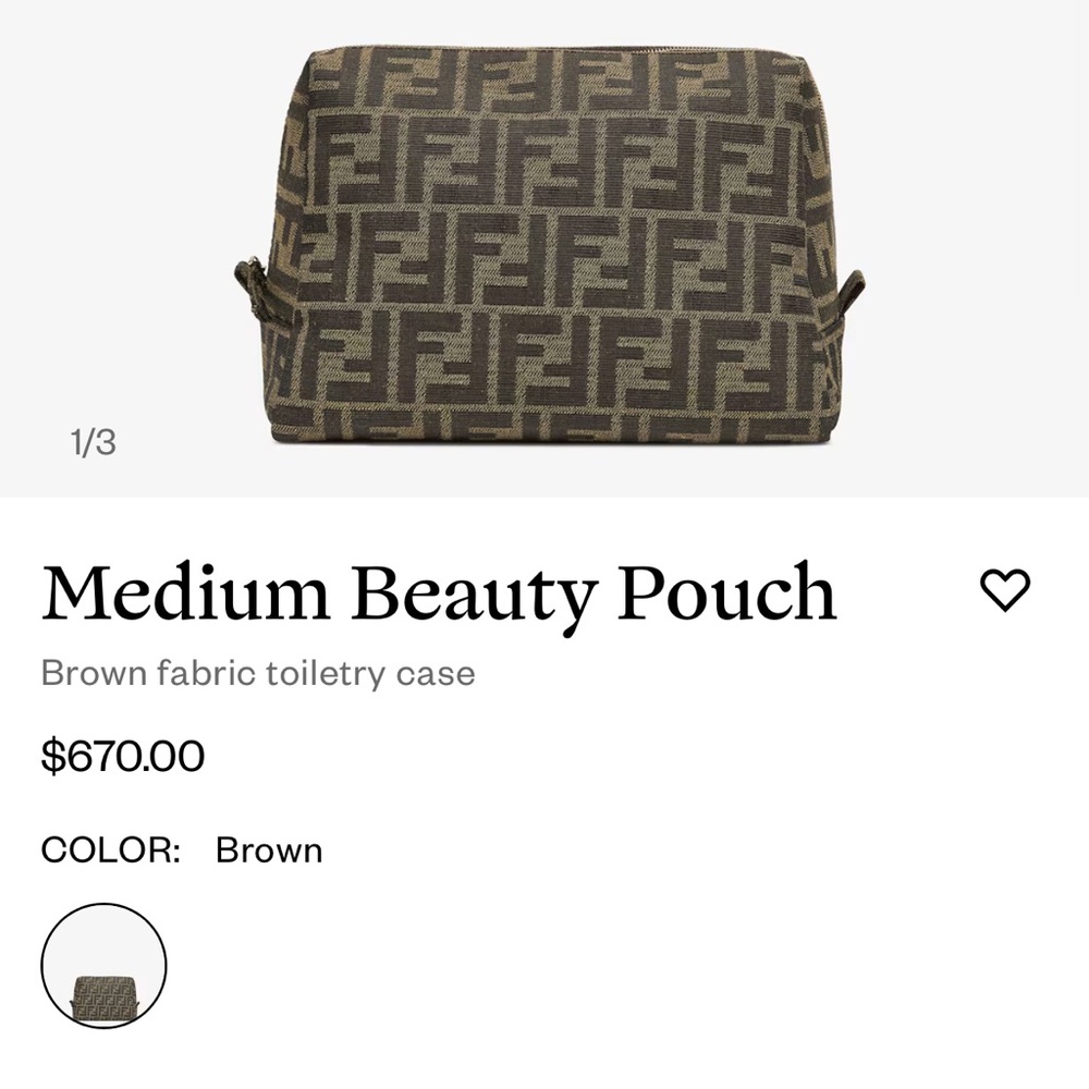 Fendi Brown Medium Beauty Pouch